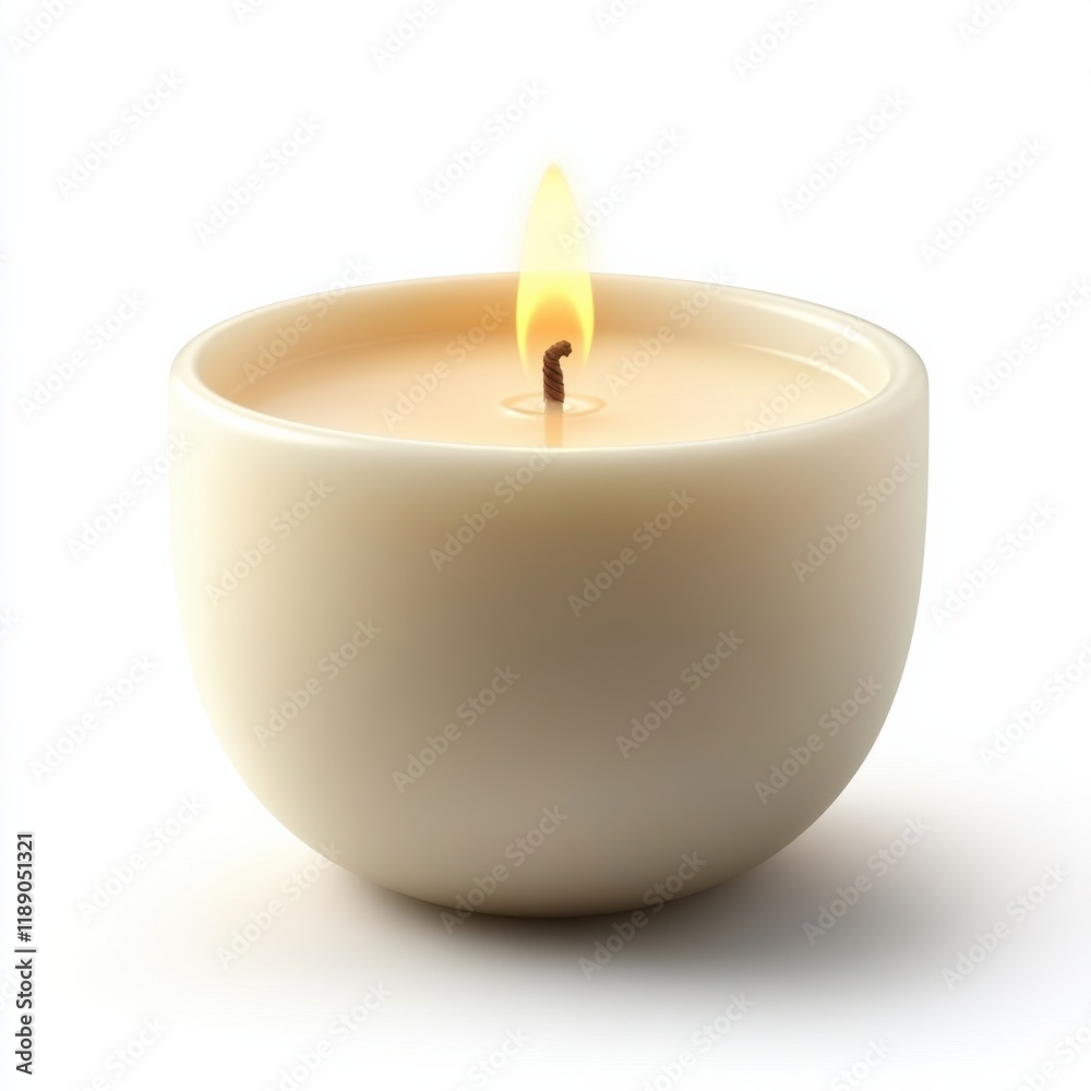 Simple white pillar candle with a burning flame. Simple white pillar candle with a burning flame.