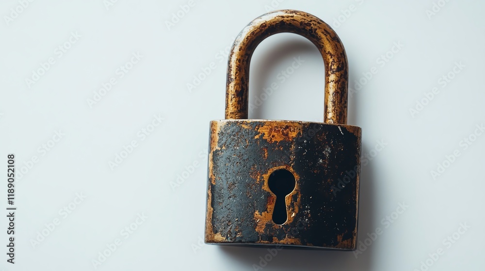 Old rusty padlock on a white isolated background. Old rusty padlock on a white isolated background.