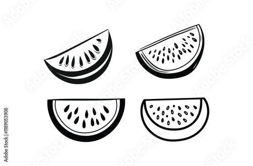Set of watermelon Vector Silhouette Design