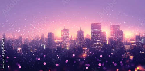 Night Cityscape Illuminated with Sparkling Lights photo