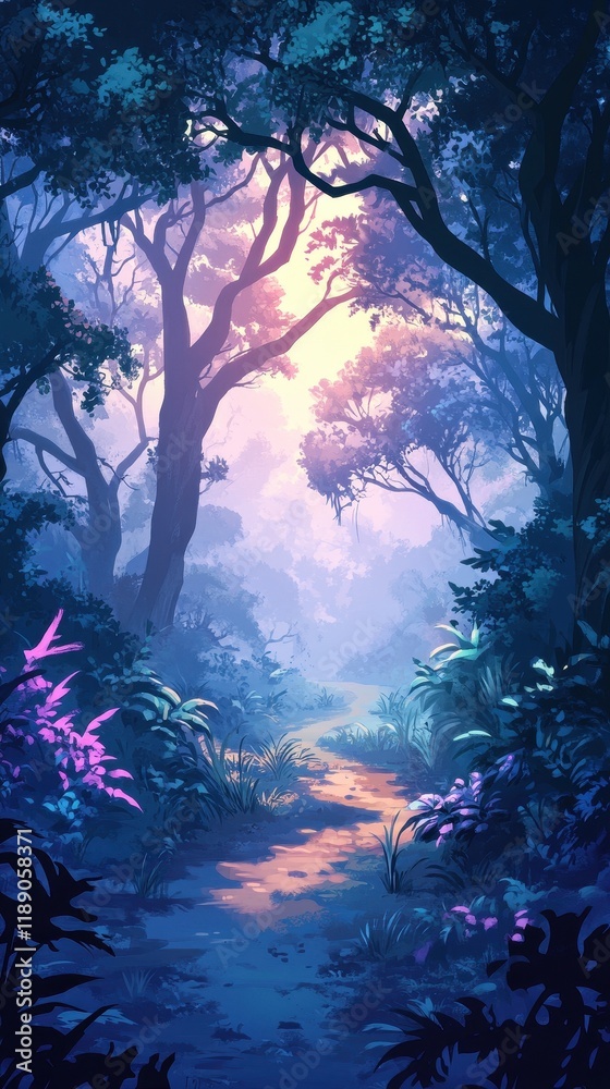 Serene Forest Path At Peaceful Dawn