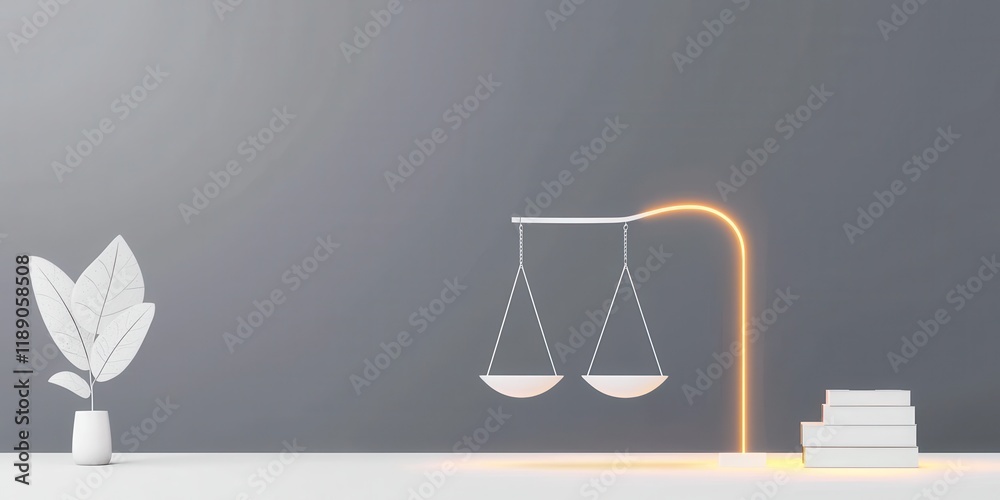 Naklejka premium Modern balance scale symbolizing justice and fairness concept.
