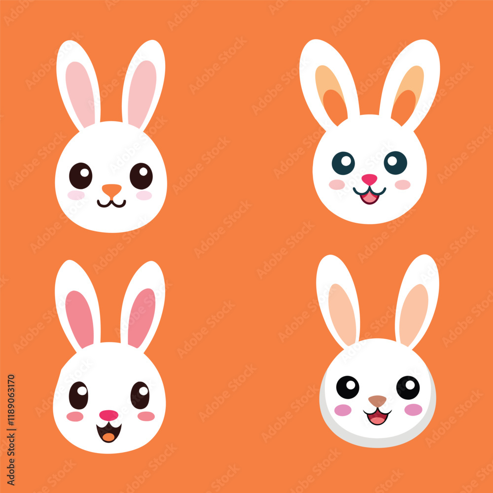 Fototapeta premium set of easter rabbits head