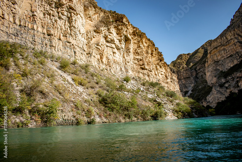A green mountain river. Water landscape.