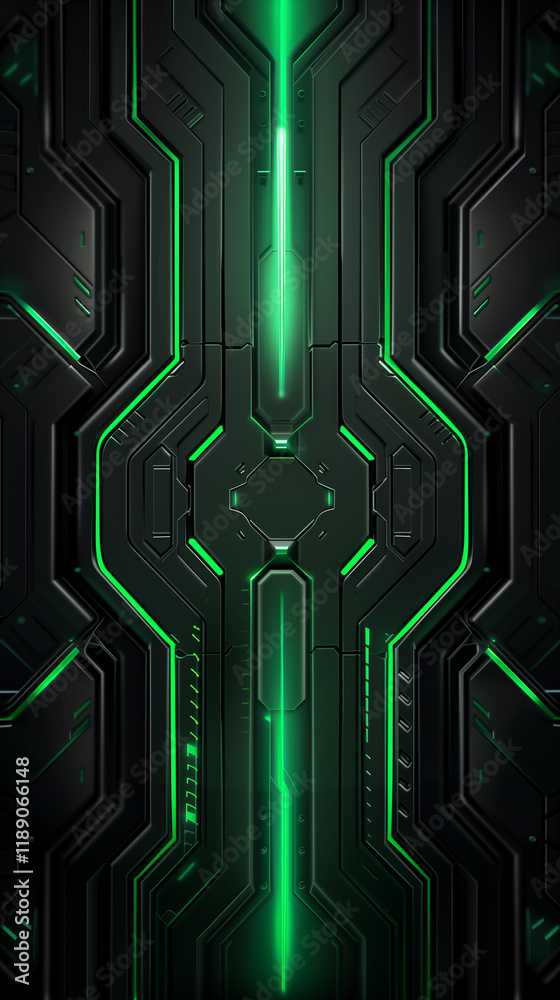 Obraz premium Futuristic sci-fi glowing green tech background 