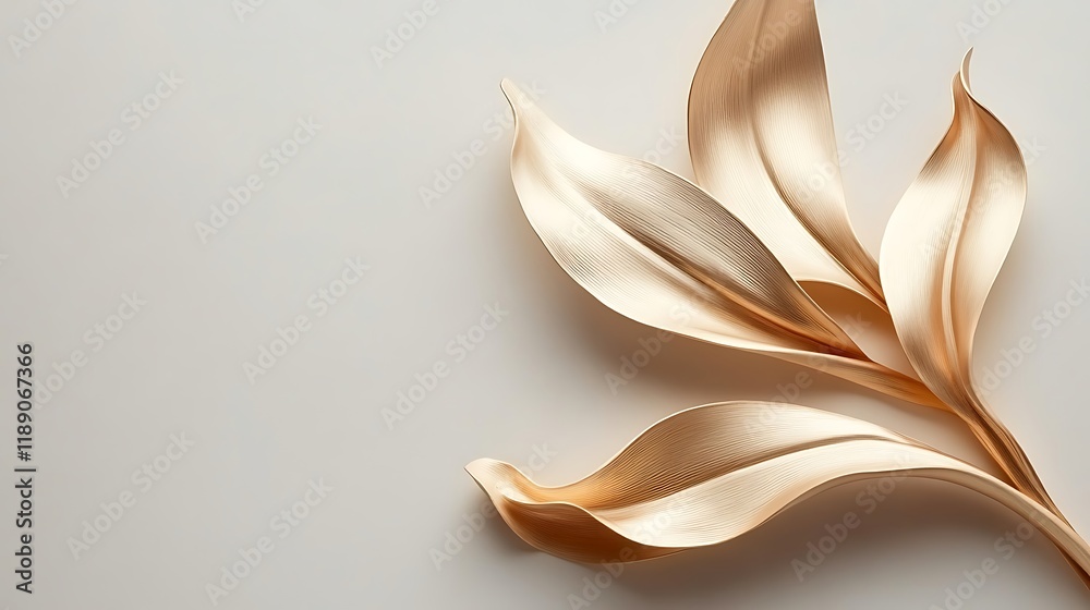Fototapeta premium Elegant Gold Leaves on Neutral Background
