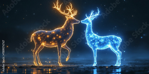 Celestial Deer A Glowing Encounter of Light and Stars