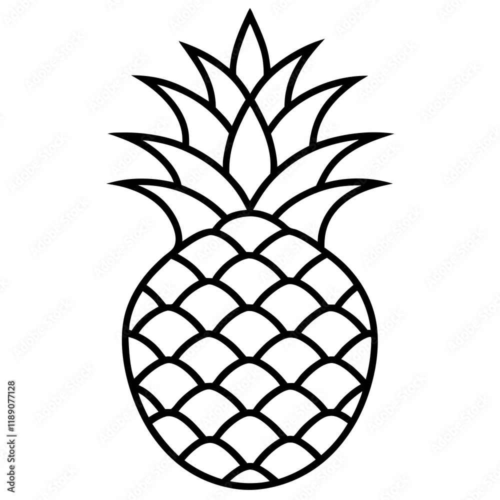 Obraz premium Elegant Pineapple Outline Vector