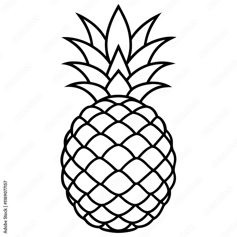 Obraz premium Elegant Pineapple Outline Vector