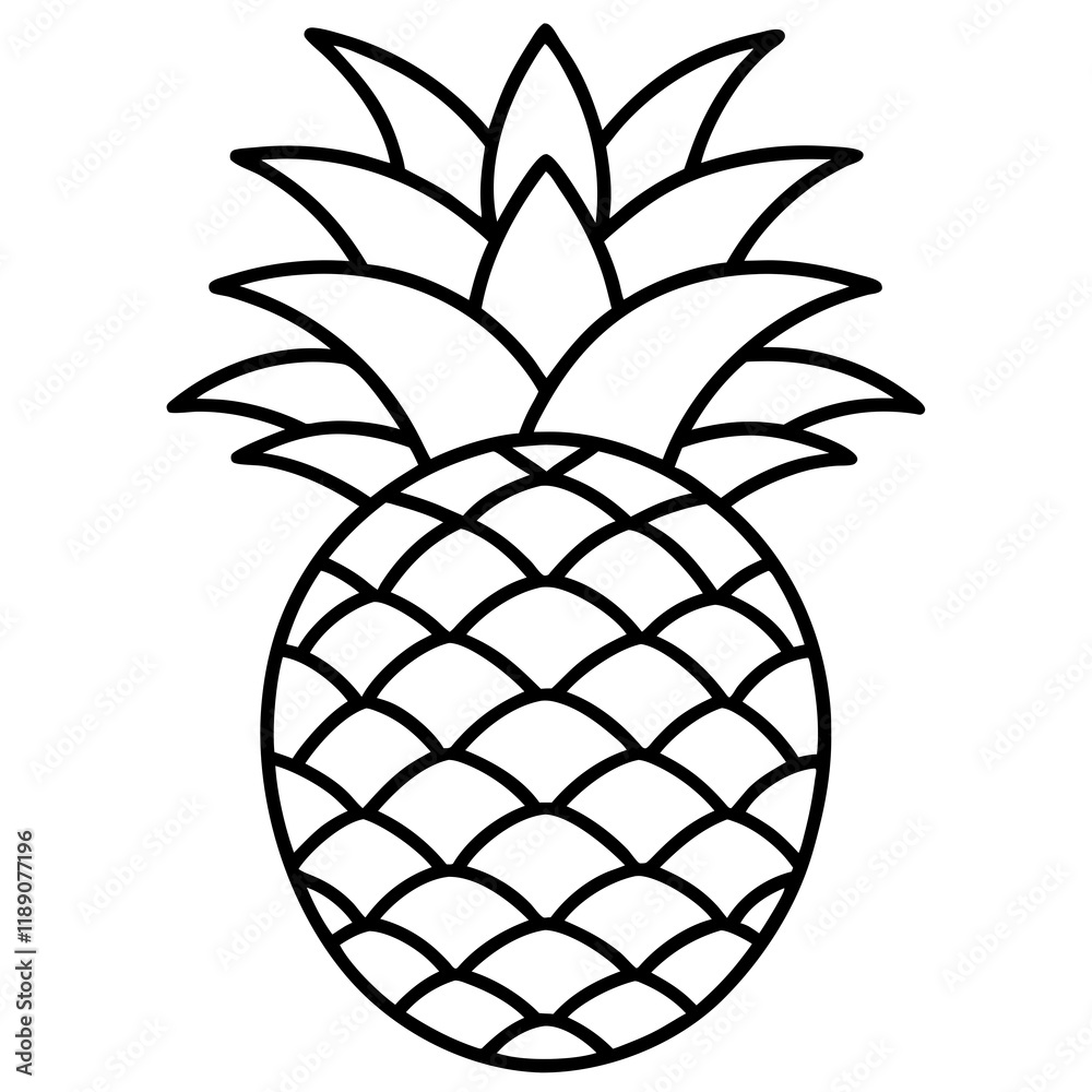 Obraz premium Elegant Pineapple Outline Vector