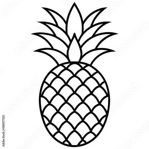 Elegant Pineapple Outline Vector