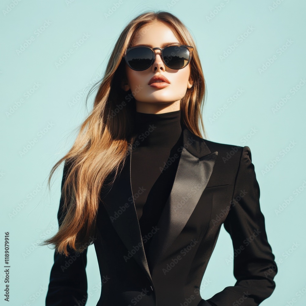 woman in black blazer and sunglasses woman in black blazer and sunglasses