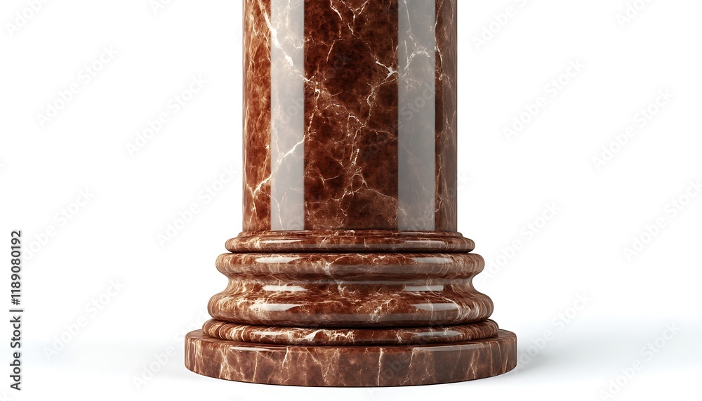Detailed 3D render of a marble pillar in rich auburn, isolated on a white background, front view, high-resolution, Detailed 3D render of a marble pillar in rich auburn, isolated on a white background, front view, high-resolution,