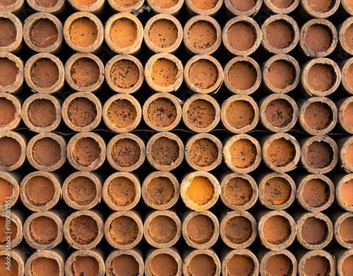The sealed underside of the tube launcher battery - fireworks as a texture.