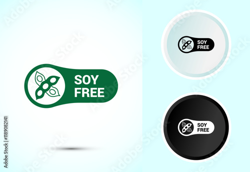 Soy or soya free icon design illustration. Soy allergen free product food sign