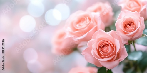 Bouquet of pink roses with a blurry background