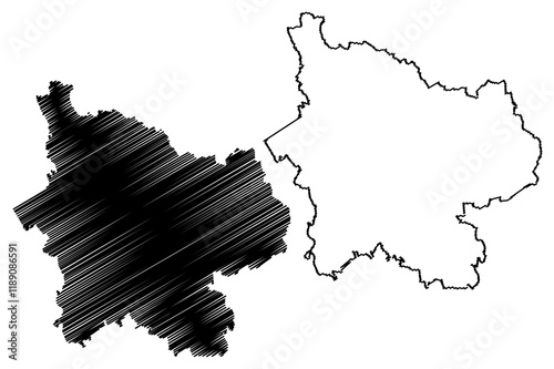 Elbe-Elster district (Federal Republic of Germany, rural district, State of Brandenburg) map vector illustration, scribble sketch Elbe Elster map