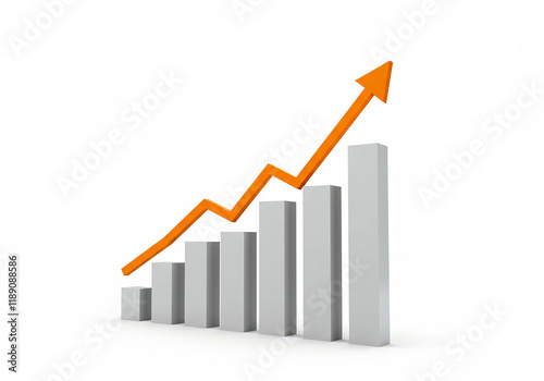 Upward Trending Bar Graph Showing Exponential Growth and Success