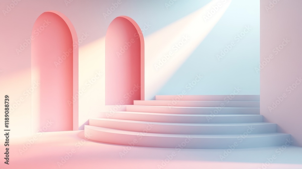 Obraz premium Serene Pastel Geometric Gradient with Clean Aesthetic and Smooth Transitions
