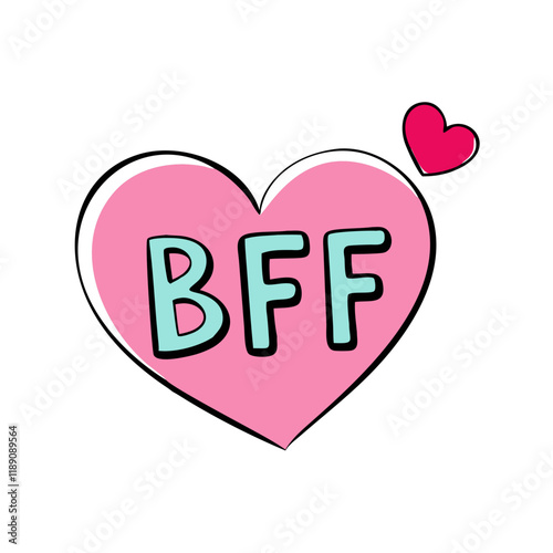 heart with bff text vector icon, heart with bff text vector illustration - simple illustration of heart with bff text, perfect for logos,and heart with bff text -themed designs.