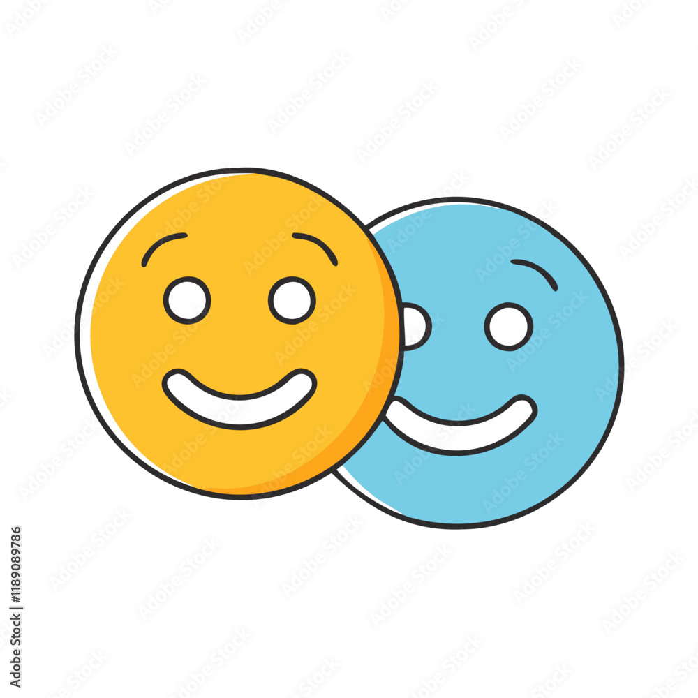 smiling faces side by side icon smiling faces side by side icon