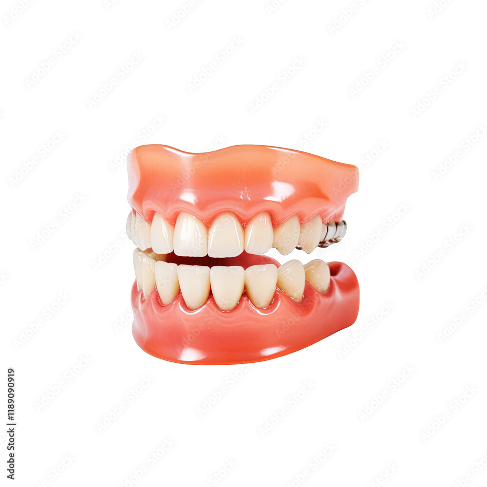 Naklejka premium Dentures With Braces Isolated On White Background