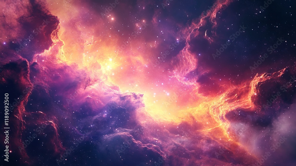 Naklejka premium beautiful cosmic nebula with abstract color gradation