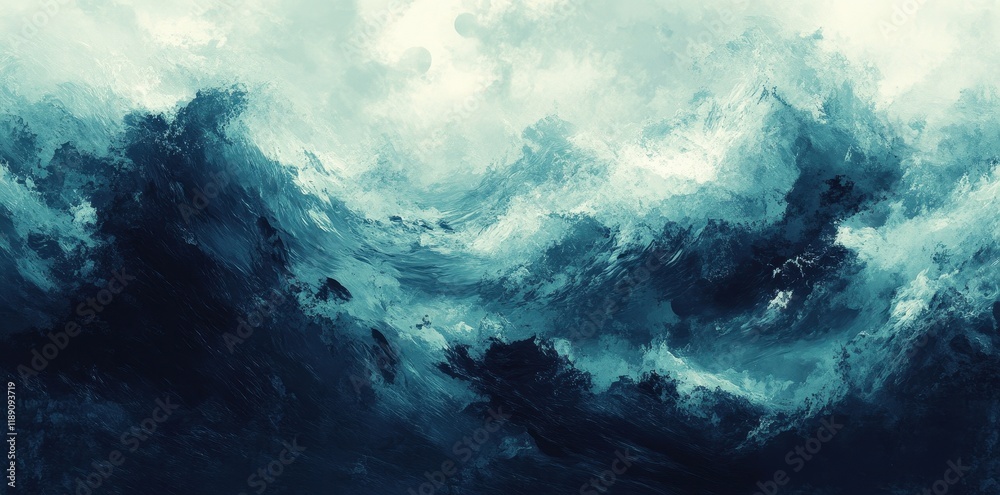 Abstract Ocean Waves Impasto Painting Style Abstract Ocean Waves Impasto Painting Style