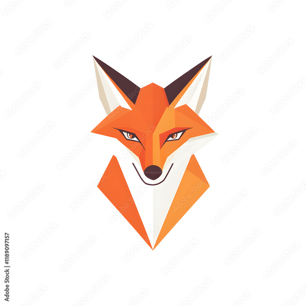 Fototapeta premium Modern and Minimal Fox Icon on White Background