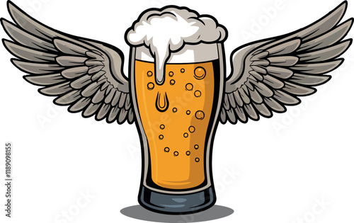 Flying beer, wine beverage drink vector art 