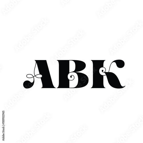 ABK text-based logo initials designed for versatile branding needs suitable for various industries provided in scalable vector format
