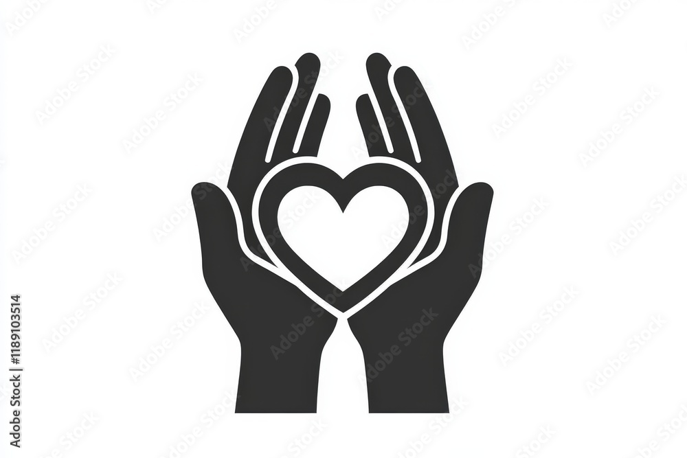 Two hands protecting heart symbol of love, care, and health Two hands protecting heart symbol of love, care, and health