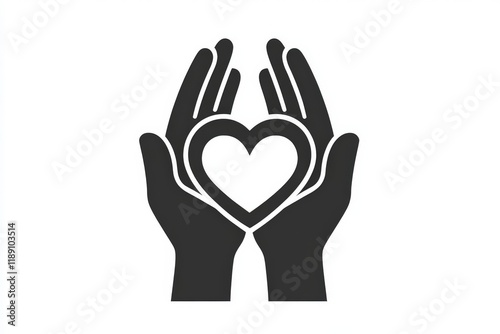 Two hands protecting heart symbol of love, care, and health