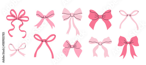 Hand-drawn ribbon bow set