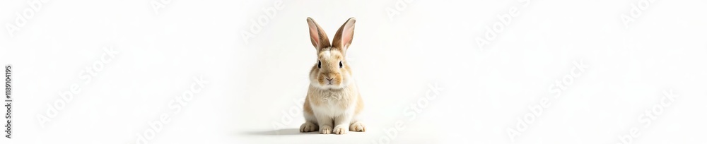 A cute rabbit sitting calmly against a white background, showcasing its adorable features. A cute rabbit sitting calmly against a white background, showcasing its adorable features.
