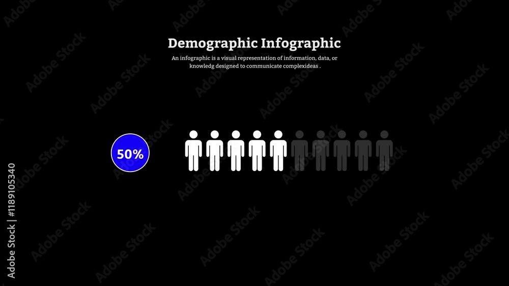 Animated infographic charts with people. Demographic infographic chart animation. Animated infographic charts with people. Demographic infographic chart animation.