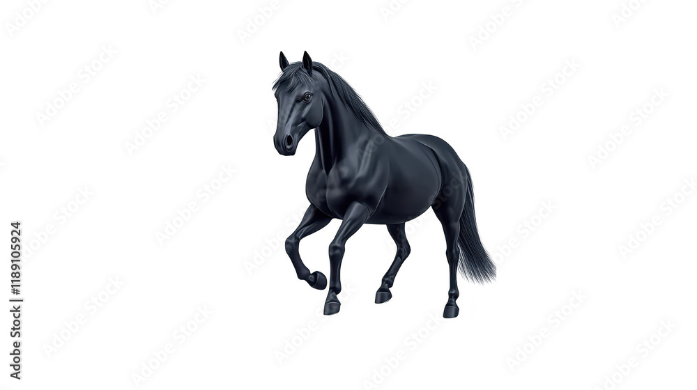 A majestic black horse, captivating silhouette in the dark of night A majestic black horse, captivating silhouette in the dark of night