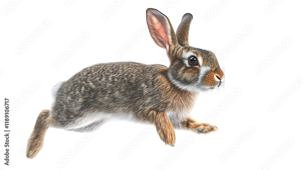 Fototapeta premium A rabbit races across the dark expanse, capturing speed and agility in motion photography.