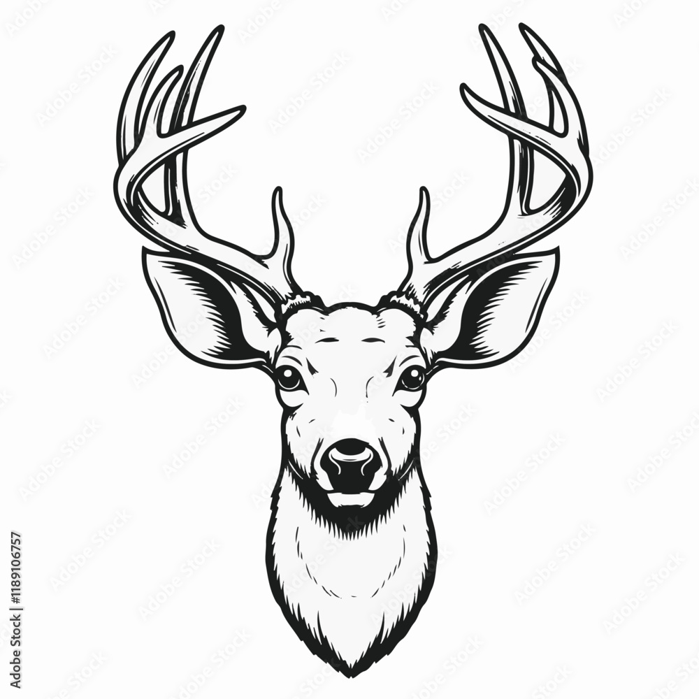 Naklejka premium Deer silhouette image , animal silhouette image