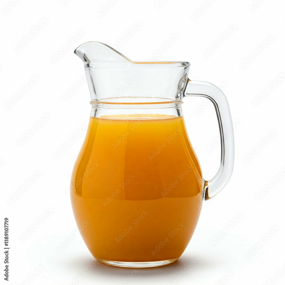 glass pitcher full of orange juice isolated on white background glass pitcher full of orange juice isolated on white background