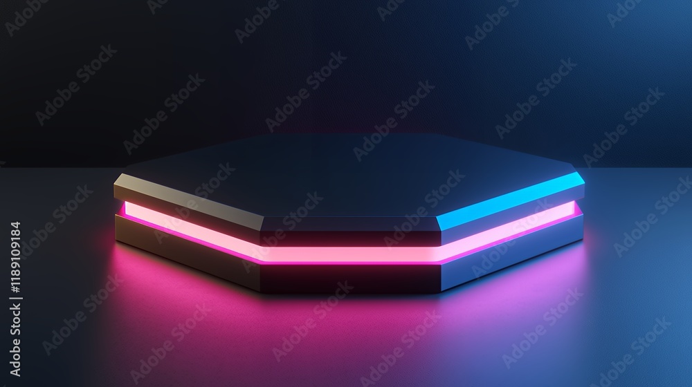 Hexagonal Neon Platform: Futuristic Glow Hexagonal Neon Platform: Futuristic Glow