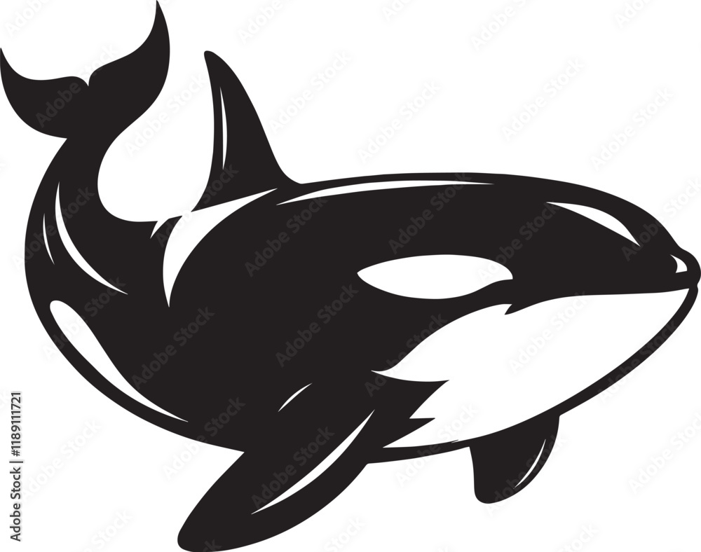 Obraz premium Orca whale silhouette vector illustration isolated on white background