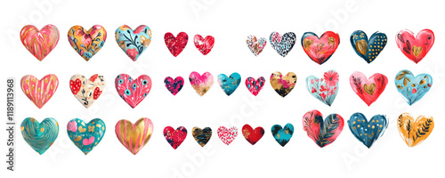 Set colorful heart for Valentine's day element.