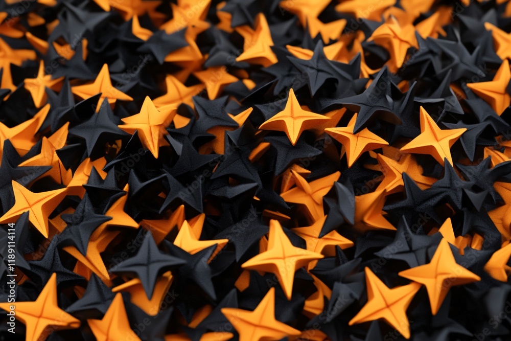 Abstract 3D Render Orange Black Stars Pile Background Abstract 3D Render Orange Black Stars Pile Background