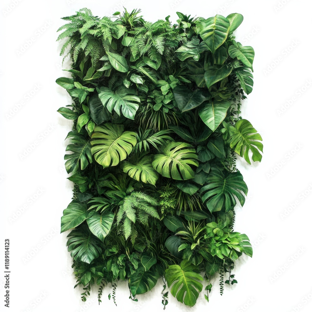 Fototapeta premium a wall of green plants provides a natural backdrop