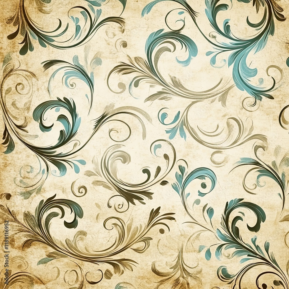 Elegant Seamless Pattern with Embellished Floral Design Elements Elegant Seamless Pattern with Embellished Floral Design Elements