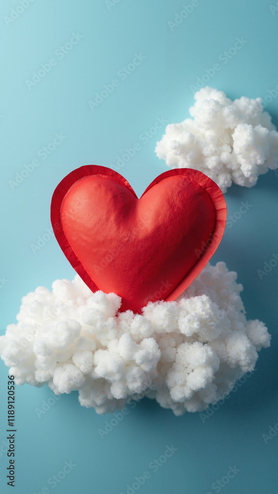 Red Paper Heart on Cloud: Love, Communication Symbol for Valentine's Day, Relationship Advice, Emotional Wellness Red Paper Heart on Cloud: Love, Communication Symbol for Valentine's Day, Relationship Advice, Emotional Wellness