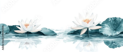 a serene view of white water lilies on a pond