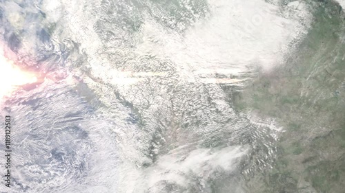 Zooming in on Kelowna, Canada frome space - Perfect for Travel Intros and Backgrounds. Realistic 3D Animation.