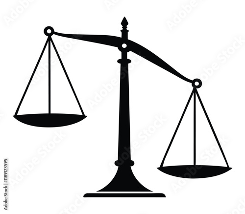 Symbol of injustice balanced scales icon for illegal and law concepts